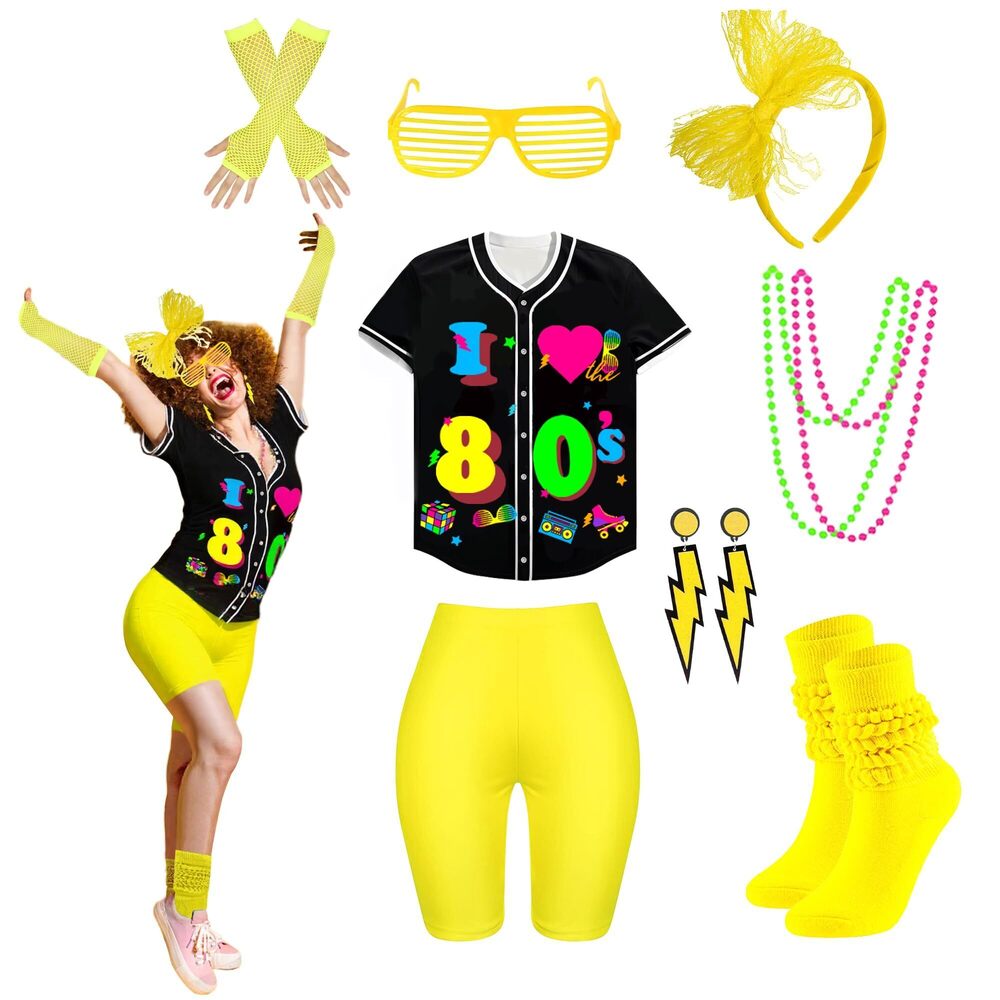6775 80s 90s Outfit For 80s Accessoriess Set Baseball Jersey